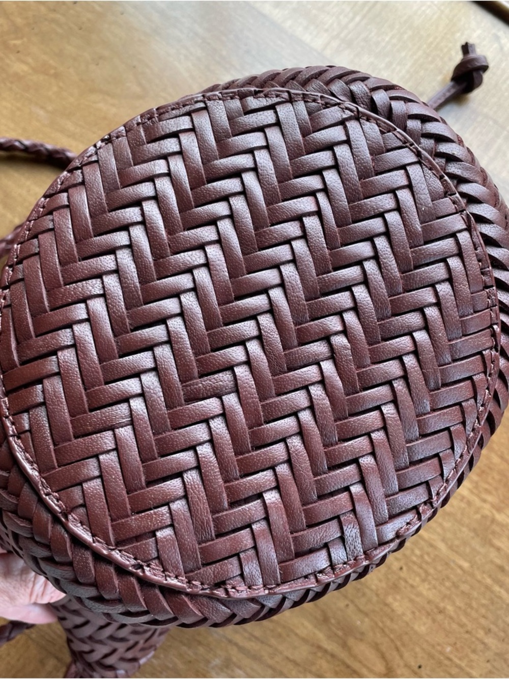 Zara Braided Woven Buffalo Leather Bucket Shoulder Bag - Brown - Picture 5 of 16